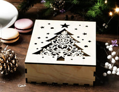 Festive Ornament Storage Box | Christmas Wooden Keepsake Case | Laser Cut Gift Box | New Year Jewelry Holder | Digital Download |#U487| VectorPort