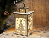 Illuminated Reindeer Lamp: A Festive Wooden Light Laser-Cut Christmas Lantern Starry Sky | Christmas Tree Candle Holder Digital Download |#U491| VectorPort