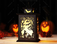 Spooky Shadows: Haunted House Lantern Halloween Tealight Ghosts Bats Night Light Digital Download |#U493| VectorPort