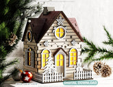 Christmas Village with Tree and Snowman: Winter Wonderland Miniature House - Snowy Scene Laser Cutting Digital Download |#U496| VectorPort