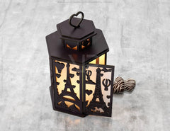 Parisian Romance: Eiffel Tower & Hot Air Balloon Lantern Laser Cut Tealight Candle Holder Night Light Digital Download |#U497| VectorPort