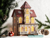 Miniature Snowy House Winter Wonderland Christmas Village New Year Scene Laser Cutting Digital Download |#U504| VectorPort