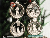 Dog Theme New Year Theme 3D Christmas Ornament Set Tree Decorations Craft Hanging Bauble Snowy Scene Pup Laser Cut Digital Download |#U507| VectorPort