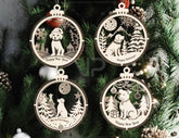 Dog Theme New Year Theme 3D Christmas Ornament Set Tree Decorations Craft Hanging Bauble Snowy Scene Pup Laser Cut Digital Download |#U507| VectorPort