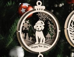 Dog Theme New Year Theme 3D Christmas Ornament Set Tree Decorations Craft Hanging Bauble Snowy Scene Pup Laser Cut Digital Download |#U507| VectorPort