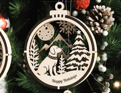 Dog Theme New Year Theme 3D Christmas Ornament Set Tree Decorations Craft Hanging Bauble Snowy Scene Pup Laser Cut Digital Download |#U507| VectorPort