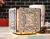 Personalized Elegance: Monogram Cube Lantern Candle Holder, Latin Alphabet Wedding Décor Laser Cut Digital Download SVG |#U519|