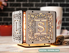 Personalized Elegance: Monogram Cube Lantern Candle Holder, Latin Alphabet Wedding Décor Laser Cut Digital Download SVG |#U519| VectorPort