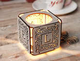 Personalized Elegance: Monogram Cube Lantern Candle Holder, Latin Alphabet Wedding Décor Laser Cut Digital Download SVG |#U519|