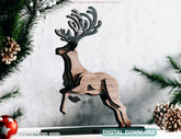 Majestic 3D Reindeer: Laser-Cut Wooden Tabletop Décor Standing Reindeer Multilayer SVG Digital Download |#U522| VectorPort