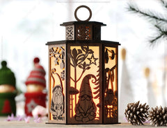 Garden Gnome Lantern Christmas Candle Holder, Festive Lantern, Holiday Tea Light, New Year Themed Laser Cut Digital Download |#U523| VectorPort