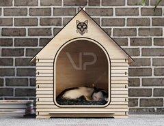 Charming Cat House Laser Cut Design - Intricate DIY File for Unique Home Decor Compatible 400x400mm Bed Size Pet House Digital Download |#U524|