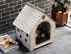 Charming Cat House Laser Cut Design - Intricate DIY File for Unique Home Decor Compatible 400x400mm Bed Size Pet House Digital Download |#U524| VectorPort