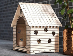Charming Cat House Laser Cut Design - Intricate DIY File for Unique Home Decor Compatible 400x400mm Bed Size Pet House Digital Download |#U524|