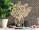 Customizable Standing Daisy Flower Pot – Perfect Gift for Mom, Mother’s Day, Valentine’s Day | Laser Cut DIY Digital Download |#U528|