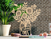 Customizable Standing Daisy Flower Pot – Perfect Gift for Mom, Mother’s Day, Valentine’s Day | Laser Cut DIY Digital Download |#U528| VectorPort