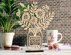 Customizable Standing Daisy Flower Pot – Perfect Gift for Mom, Mother’s Day, Valentine’s Day | Laser Cut DIY Digital Download |#U528|