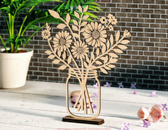 Customizable Standing Daisy Flower Pot – Perfect Gift for Mom, Mother’s Day, Valentine’s Day | Laser Cut DIY Digital Download |#U528|