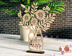 Customizable Standing Daisy Flower Pot – Perfect Gift for Mom, Mother’s Day, Valentine’s Day | Laser Cut DIY Digital Download |#U528|