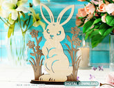 Floral Bunny Delight: Easter Laser-Cut Standing Rabbit with Flowers - SVG Digital Download |#U530| VectorPort