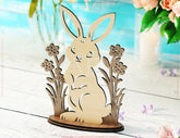 Floral Bunny Delight: Easter Laser-Cut Standing Rabbit with Flowers - SVG Digital Download |#U530|
