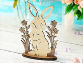 Floral Bunny Delight: Easter Laser-Cut Standing Rabbit with Flowers - SVG Digital Download |#U530| VectorPort