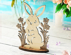 Floral Bunny Delight: Easter Laser-Cut Standing Rabbit with Flowers - SVG Digital Download |#U530| VectorPort