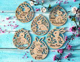Easter Bunny Egg Ornaments Laser Cut Engraved Floral Rabbit Design Customizable SVG Layered Decor, Spring Digital Download |#U534| VectorPort