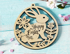 Easter Bunny Egg Ornaments Laser Cut Engraved Floral Rabbit Design Customizable SVG Layered Decor, Spring Digital Download |#U534| VectorPort