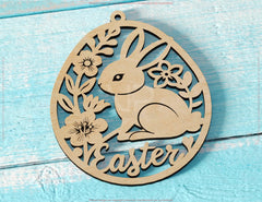 Easter Bunny Egg Ornaments Laser Cut Engraved Floral Rabbit Design Customizable SVG Layered Decor, Spring Digital Download |#U534| VectorPort