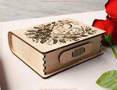 Romantic Love Book-Shaped Wooden Gift Box with Lock – Laser-Cut Card Holder & Charming Purse Favor Box Digital Downloads |#U535| VectorPort