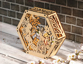 Magical Easter: Hexagon Table Lamp with Bunny & Fairy Shadows - LED Night Light Lantern Candle Holder Digital Download |#U537| VectorPort