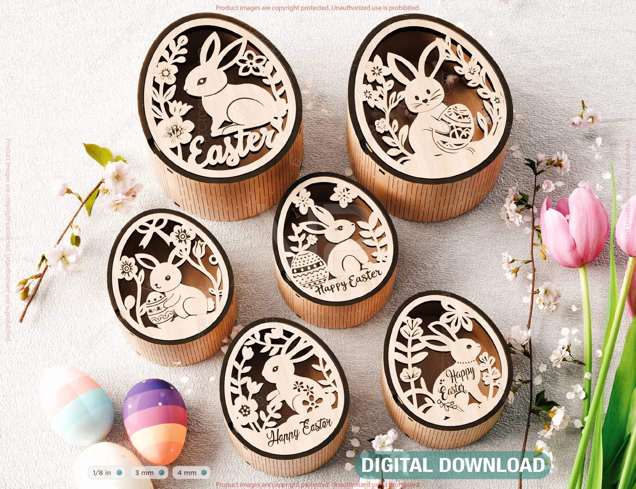Easter Elegance: Laser Cut Egg Shaped Wooden Gift Box for Stylish Holiday Gifting and Decor DIY Digital Download |#U539| VectorPort