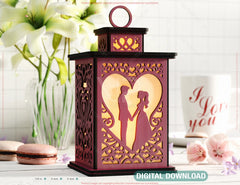 Timeless Romance: Laser-Cut Candle Holder - Bride & Groom 3D Tealight Lantern Wedding Table Decor Digital Download |#U540|