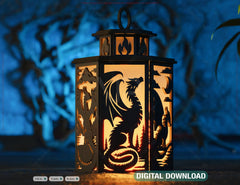 Dragon's Breath Lantern: Detailed Laser-Cut Artwork, Mystical 3D Illumination, Unique Home Decor Piece, Digital Download |#U542| VectorPort