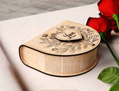 Romantic Half-Circle Love Book-Shaped Wooden Gift Box with Lock – Laser-Cut Card Holder & Elegant Purse Favor Box Digital Download |#U544| VectorPort