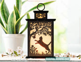 Whimsical Cat Silhouette Lantern: Laser-Cut Tealight Candle Holder - Enchanting Forest Night Light Digital Download |#U545|