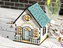 Spring Awakening: Miniature Spring House Village - Garden Cottage with Blossoms & Nature Scene Laser Cutting Digital Download |#U546|