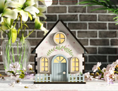 Spring Awakening: Miniature Spring House Village - Garden Cottage with Blossoms & Nature Scene Laser Cutting Digital Download |#U546|