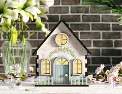 Spring Awakening: Miniature Spring House Village - Garden Cottage with Blossoms & Nature Scene Laser Cutting Digital Download |#U546| VectorPort