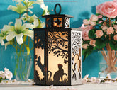 Mystical Cat Silhouette Lantern: Laser-Cut Tealight Holder – Magical Nightlight for Cozy Spaces Digital Download |#U547|
