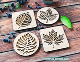 Leaf-Shaped Laser Cut Coasters: Elegant Wooden Drink Coasters with Nature-Inspired Design – Digital Download |#U548| VectorPort