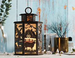 Farmyard Friends Lantern: Laser-Cut Tealight Holder – Rustic Nightlight for Cozy Barnyard Vibes Digital Download |#U549|