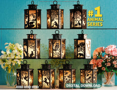 Wildlife Lantern Collection - Nature-Inspired Lamp Series #1 Laser Cut Tealight Candle Holder Digital Download |#U551| VectorPort
