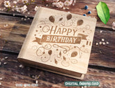 Book-Shaped Wooden Gift Box with Lock – Laser-Cut Card Holder & Charming Purse Happy Birthday Favor Box Digital Downloads |#U553|