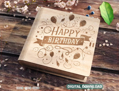 Book-Shaped Wooden Gift Box with Lock – Laser-Cut Card Holder & Charming Purse Happy Birthday Favor Box Digital Downloads |#U553| VectorPort
