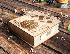 Book-Shaped Wooden Gift Box with Lock – Laser-Cut Card Holder & Charming Purse Happy Birthday Favor Box Digital Downloads |#U553| VectorPort