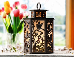 Spring Garden Serenity: Laser-Cut Floral Design with Bird and Butterflies – Minimalistic Home Décor, Elegant Vector for Laser Cutting, Digital Download |#U555|