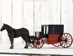 Vintage Four-Wheeled Horse Carriage Laser Cut 3D Wagon Construction Kit Wooden DIY Model Digital Download |#U557|