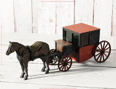Vintage Four-Wheeled Horse Carriage Laser Cut 3D Wagon Construction Kit Wooden DIY Model Digital Download |#U557|